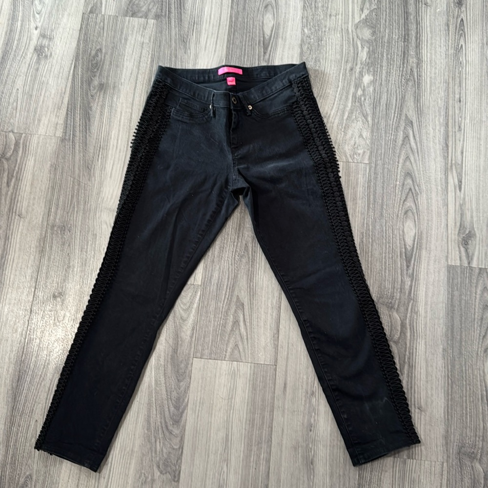 Lilly Pulitzer Jeans Womens 12 Black Skinny Lace Trim